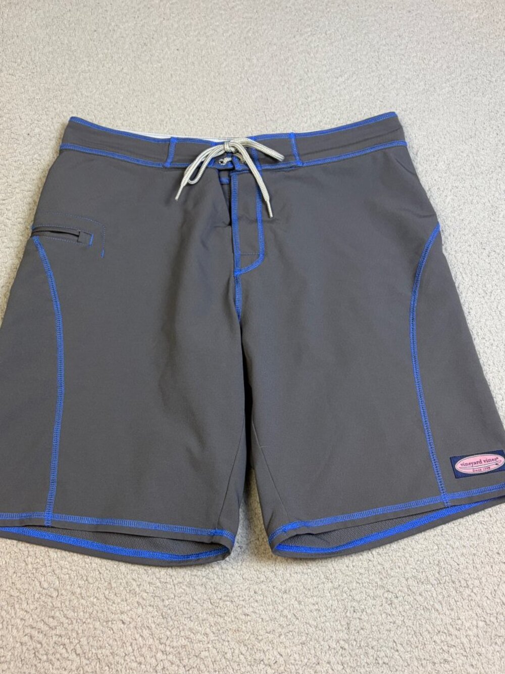 Vineyard Vines Swim Trunks Mens Size 32 Gray Unlined Drawstrings Surf Beach Pool